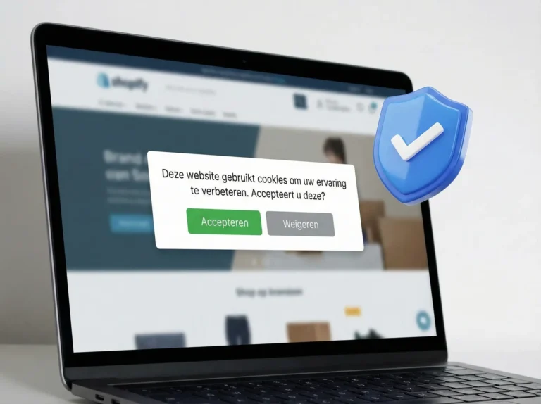 Cookie toestemming op laptop. Accepteer cookies voor een betere ervaring op de website.
