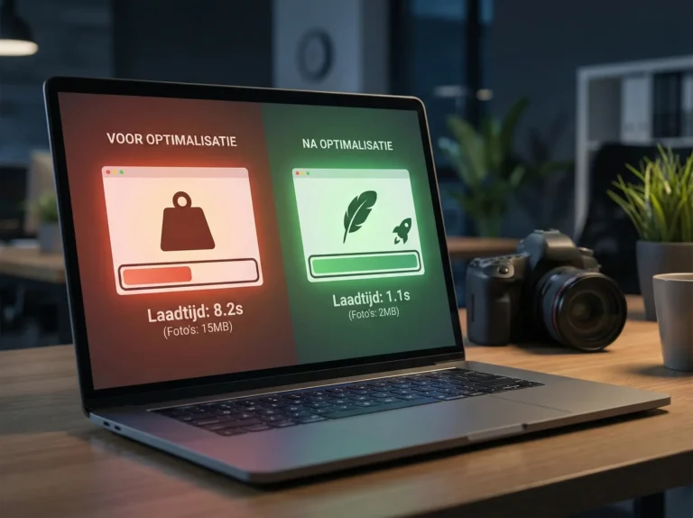 Foto optimalisatie: laadtijd vergelijking voor en na. Snellere website door foto compressie.