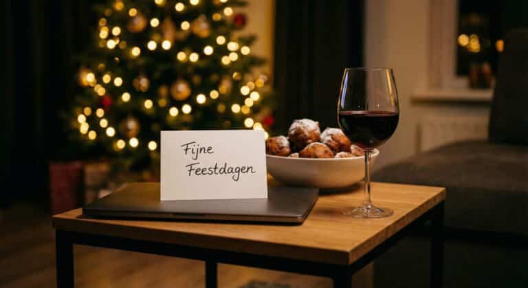 Fijne Feestdagen! Kerstboom, oliebollen & rode wijn voor de feestdagen. Tijd voor rust en vooruitkijken naar 2026.